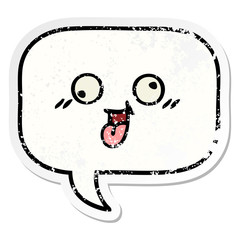 distressed sticker of a cute cartoon speech bubble