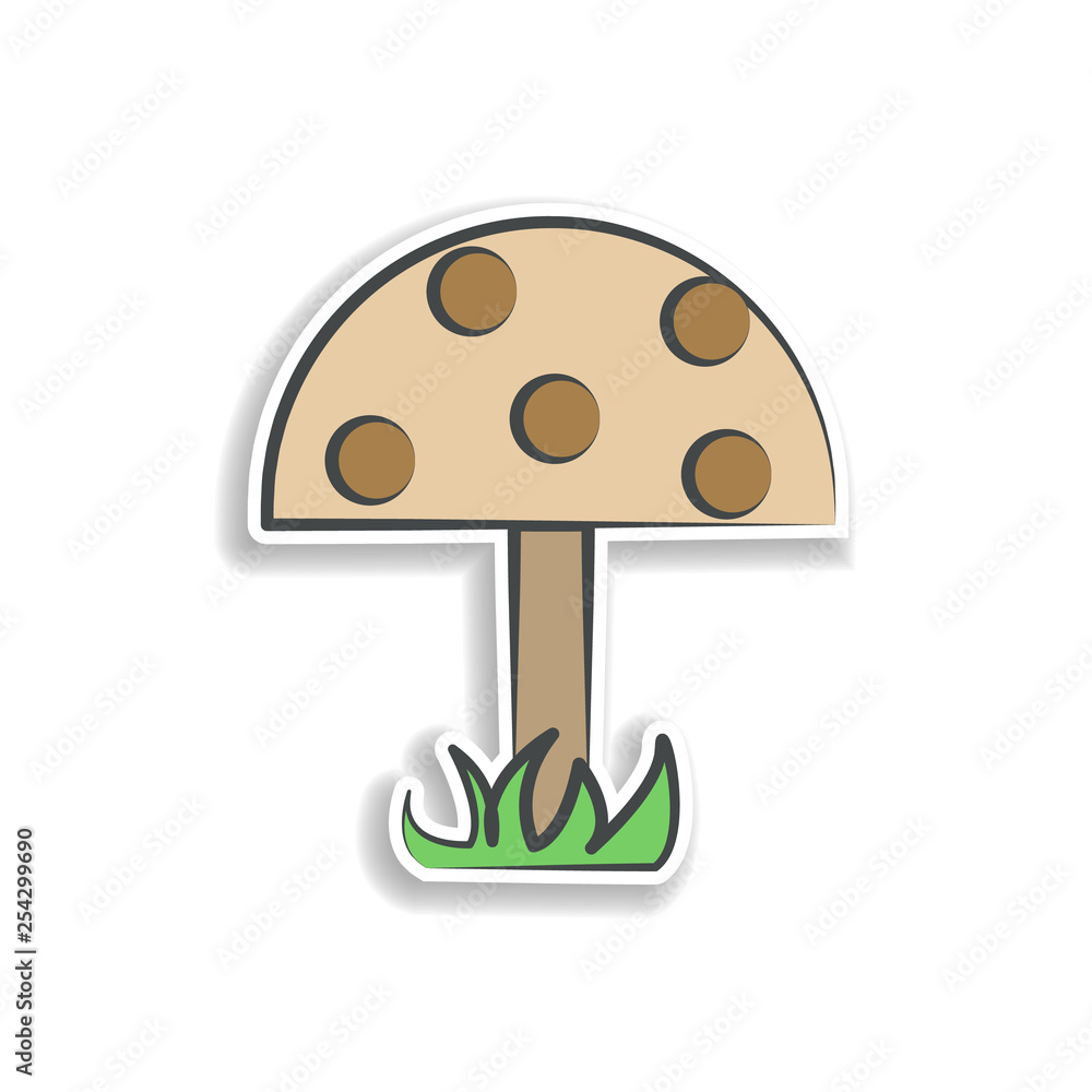 Poster mushroom colored hand drawn icon. element of autumn icon for mobile concept and web apps. hand drawn