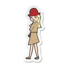 sticker of a cartoon female spy