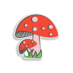 Red mushroom colored hand drawn icon. Element of autumn icon for mobile concept and web apps. Hand drawn colored Red mushroom can be used for web and mobile on white bakgorund