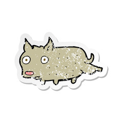 retro distressed sticker of a cartoon little dog cocking leg