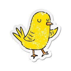 distressed sticker of a cartoon bird