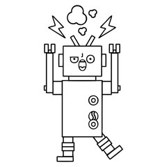 line drawing cartoon broken robot