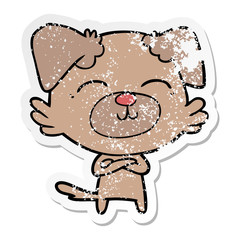 distressed sticker of a cartoon dog