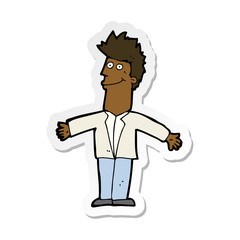 sticker of a cartoon happy man