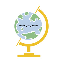 flat color retro cartoon globe of the world