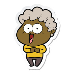 sticker of a cartoon happy man