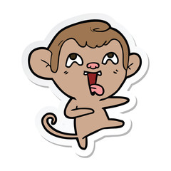 sticker of a crazy cartoon monkey