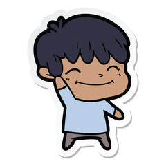 sticker of a happy cartoon boy