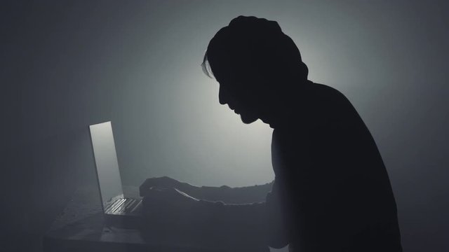 Computer hacker, silhouette