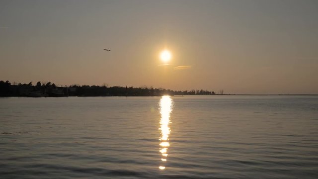time - lapse sunset at small port