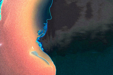 Sexy glitch woman in sunlinght background effect