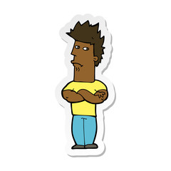 sticker of a cartoon man sulking