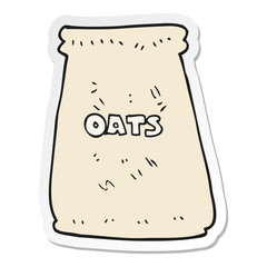 sticker of a cartoon bag of oats