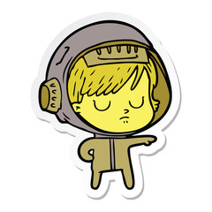 sticker of a cartoon astronaut woman