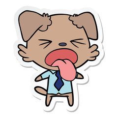 sticker of a cartoon disgusted dog
