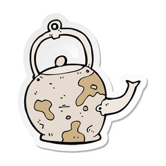 sticker of a cartoon old tea pot