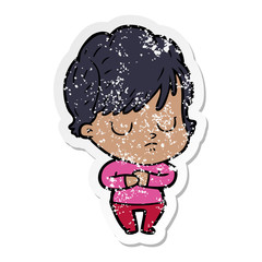 distressed sticker of a cartoon woman