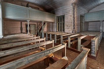 Old wooden church interior