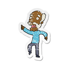 retro distressed sticker of a cartoon frightened old man