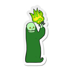 sticker of a cartoon waving halloween ghoul