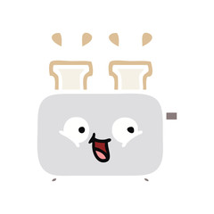 flat color retro cartoon of a toaster