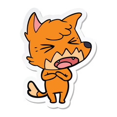 sticker of a angry cartoon fox