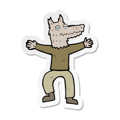sticker of a cartoon wolf man