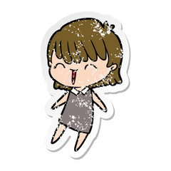 distressed sticker of a cartoon woman