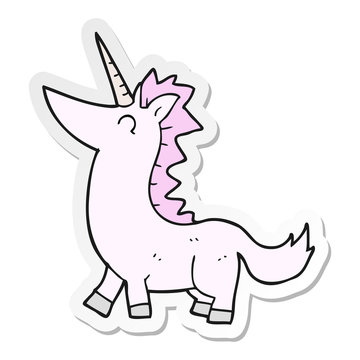 sticker of a cartoon unicorn