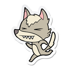 sticker of a angry wolf running