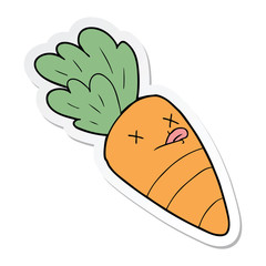sticker of a cartoon dead carrot