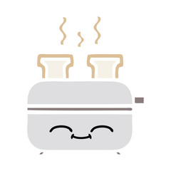 flat color retro cartoon of a toaster