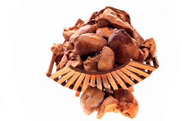 Chicken liver on a white background