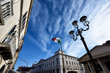 Fototapeta na wymiar Flag of Italy in Venice