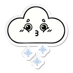 sticker of a cute cartoon snow cloud
