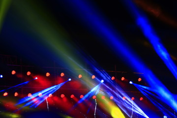 Stage lighting effect in the dark, close-up pictures