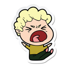 sticker of a cartoon furious man