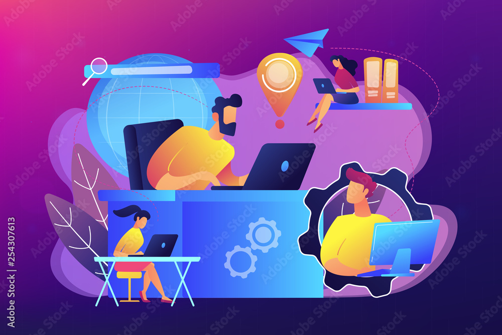 Poster global network connection concept vector illustration.