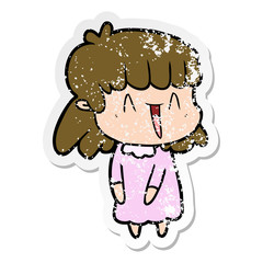 distressed sticker of a cartoon woman