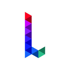 Letter L Uppercase Colorful Polygon Alphabet Font Typography Vector 