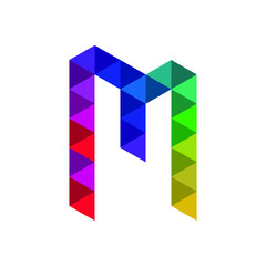 Letter M Uppercase Colorful Polygon Alphabet Font Typography Vector 