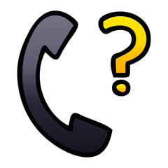 gradient shaded cartoon telephone receiver with question mark