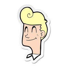sticker of a cartoon smiling man