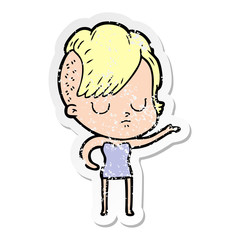 distressed sticker of a cartoon woman
