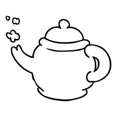 line drawing doodle of a blue tea pot