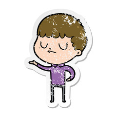 Obraz premium distressed sticker of a cartoon grumpy boy