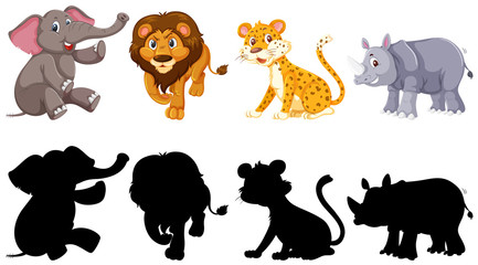 Set of wild animal character