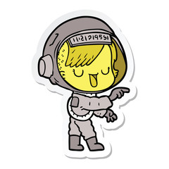 sticker of a cartoon astronaut woman