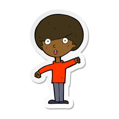 sticker of a cartoon shocked boy